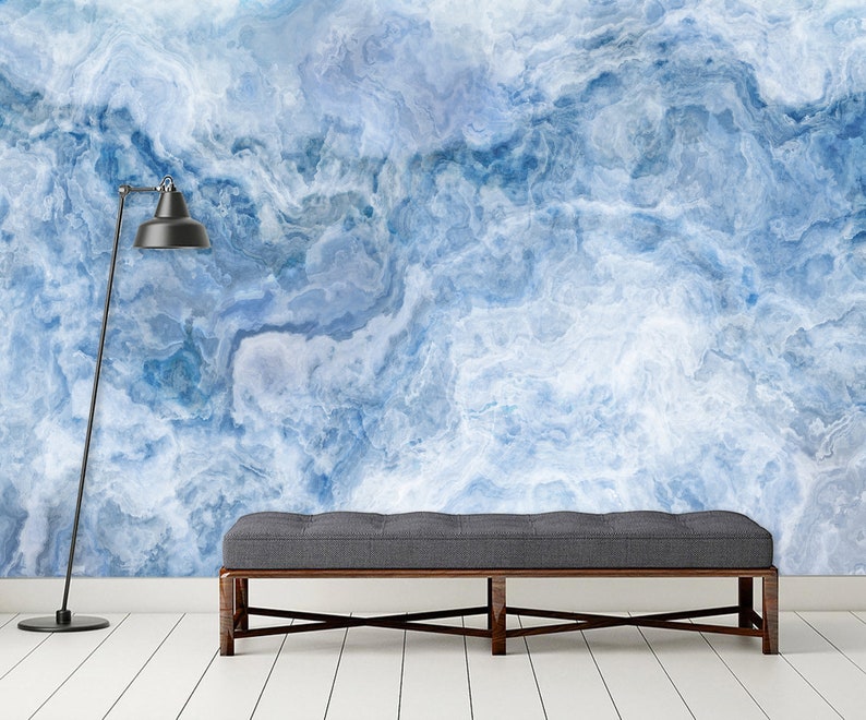 Abstract Blue Onyx Wallpaper Marble Wall Mural Peel and Stick - Etsy