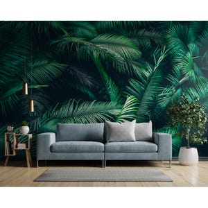Tropical Palm Leaves Wallpaper Lush Green Jungle Wall Mural Living Room Bedroom Wallpaper Mural Botanical Tropical Greenery Wallpaper