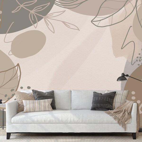 Neutral Organic Modern Wallpaper Etsy
