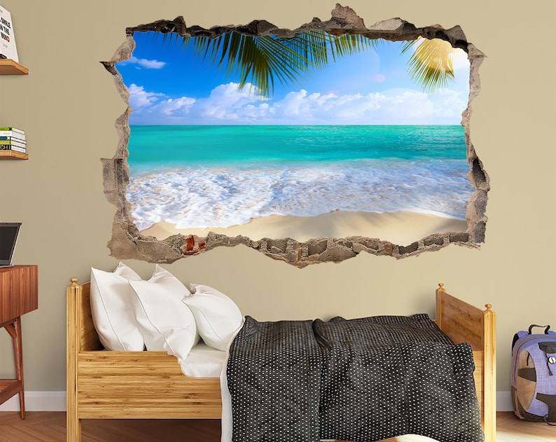 Tropical Beach Wall Decal Beach Wall Art Beach Wall Decor Sea Etsy