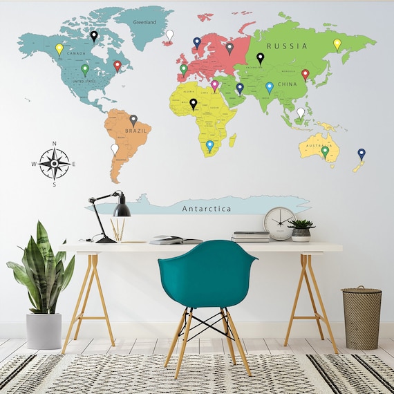 World map sticker for wall online
