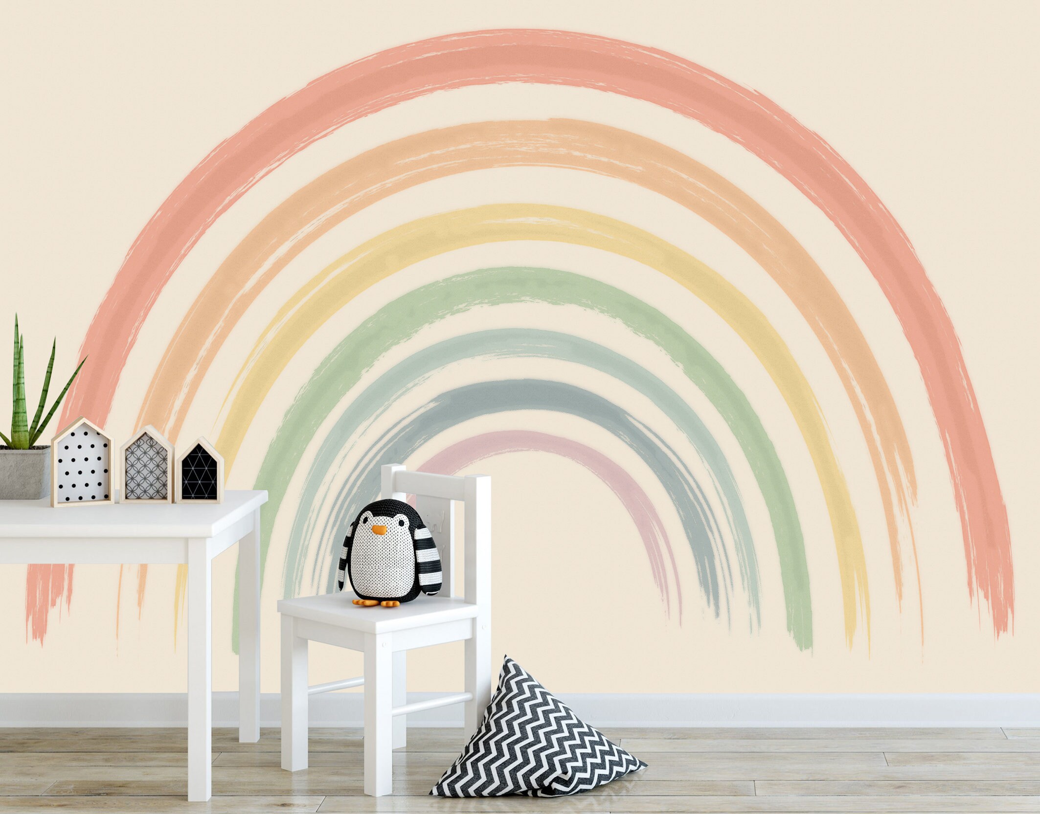 Boho Rainbow Wallpaper Baby Bedroom Wall Decor Peel and Stick Etsy
