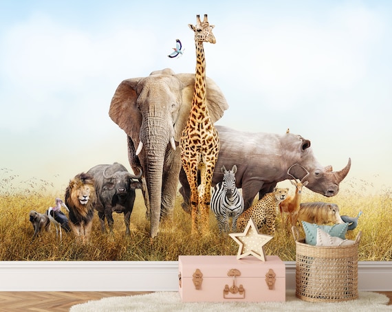 Safari Nursery Wallpaper African Animals Wall Mural Savannah