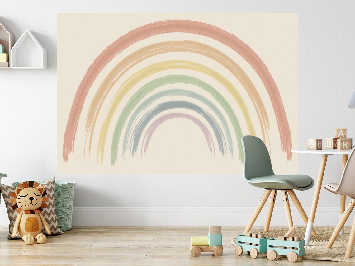 Boho Rainbow Wallpaper Baby Bedroom Wall Decor Peel and Stick Etsy
