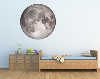 Full Moon Wall Decal Full Round Moon Wall Sticker Kids Bedroom Wall Decor Self-adhesive Vinyl Print