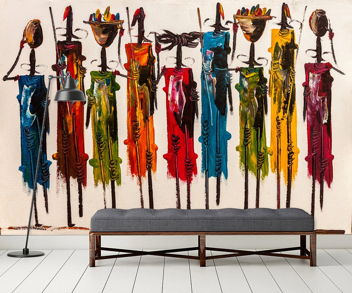 African Tribe Abstract Art Wall Mural SelfAdhesive Vinyl Etsy