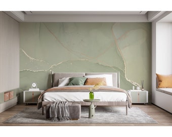 Neutral Green Wallpaper Peel and Stick Wall Mural Abstract Marble Wallpaper Print Bedroom Living Room Pastel Sage Green Watercolor Wallpaper