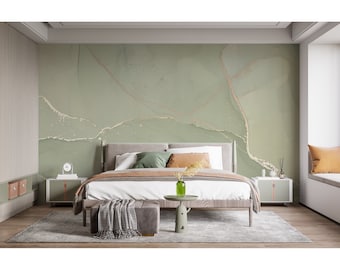 Neutral Green Wallpaper Peel and Stick Wall Mural Abstract Marble Wallpaper Print Bedroom Living Room Pastel Sage Green Watercolor Wallpaper