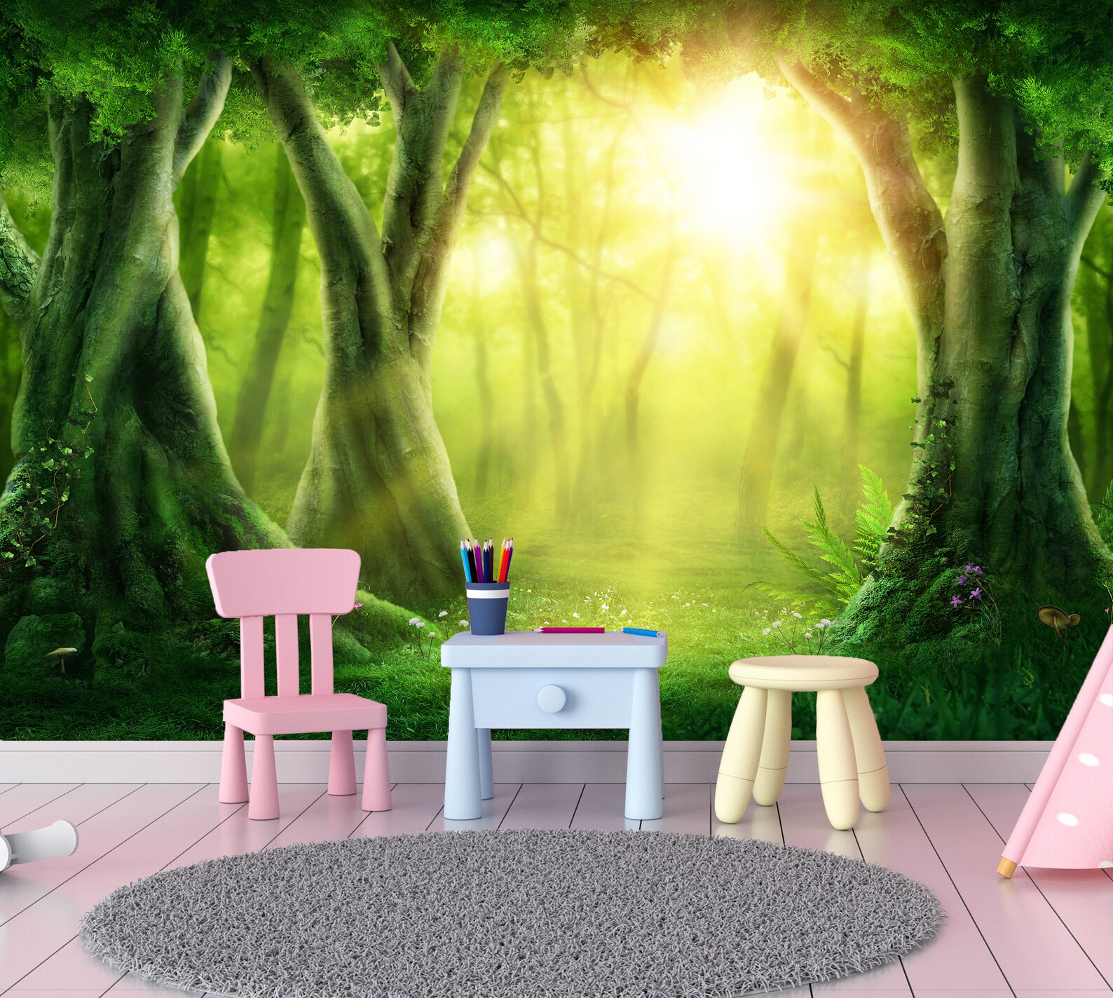 Magic Forest Mural Wallpaper Mystical Forest Kids Wall Mural Etsy