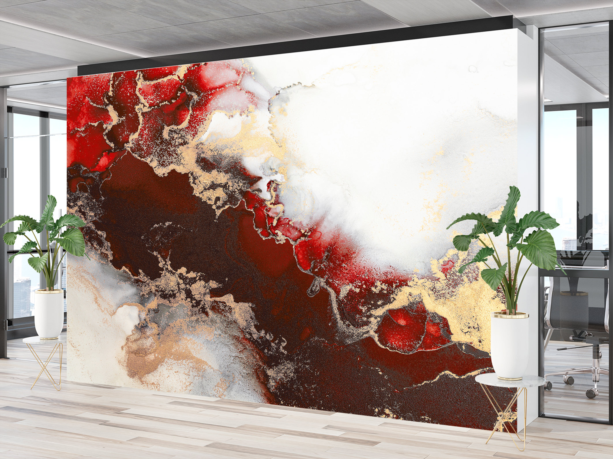 Luxury Red Abstract Marble Peel and Stick Wallpaper | Custom Size Wall ...