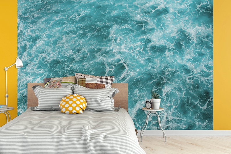 Sea Mural Ocean Wallpaper Sea Peel and Stick Waves Wallpaper Etsy