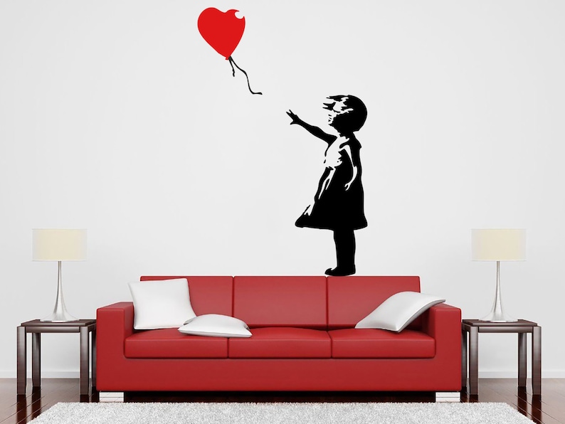 Girl With Red Balloon Wall Decal Graffiti Wall Decor Girl Etsy