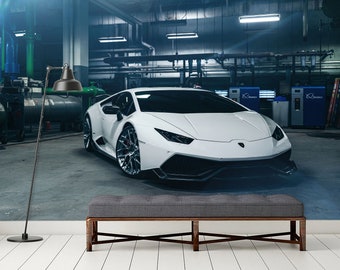 Lamborghini Mural Peel and Stick Vinyl Wallpaper Supercar Wall Mural Lambo Print Boy Room Wallpaper Garage Wallpaper Sports Car Wall Decal