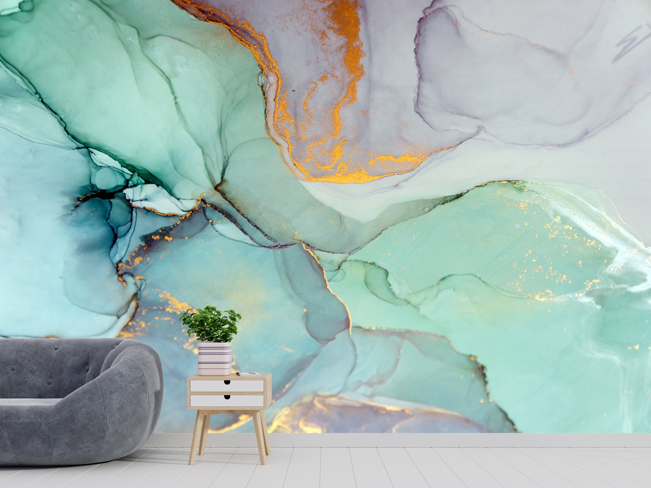 Marble Vinyl Print Mural Wallpaper Abstract Wall Art Modern Etsy UK