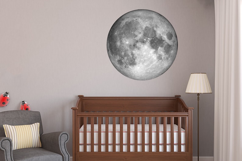 Moon decal Vinyl Poster Full moon decal Moon sticker Moon wall Etsy