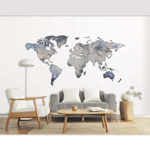 World Map Wall Sticker Abstract Map Wall Decal Wall World Map Home Decor Living Room Wall Decor Map of the World Wall Art Large Map Wall Art