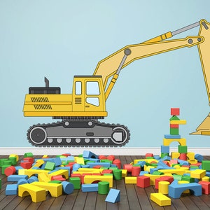 Large Excavator Wall Decal Construction Wall Decor Boys Room Wall Sticker Kids Room Wall Decor Excavator Sticker Kids Wall Decal Tractor Art