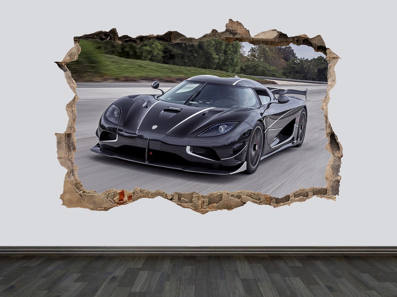 Koenigsegg Agera R 3D Wall crack Koenigsegg Prints Cars Poster Koenigsegg sticker Sport Car Super car Decal Garage decor Nursery Kids decor