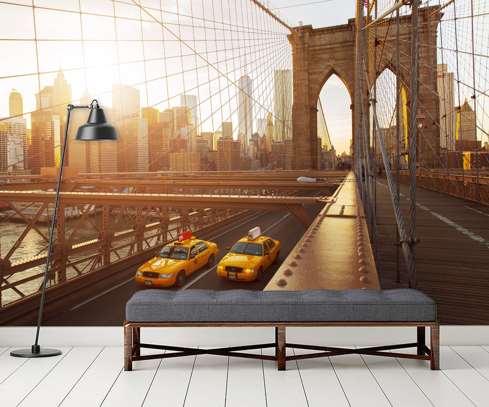 Brooklyn Bridge Wallpaper New York City Wall Mural Manhattan Etsy