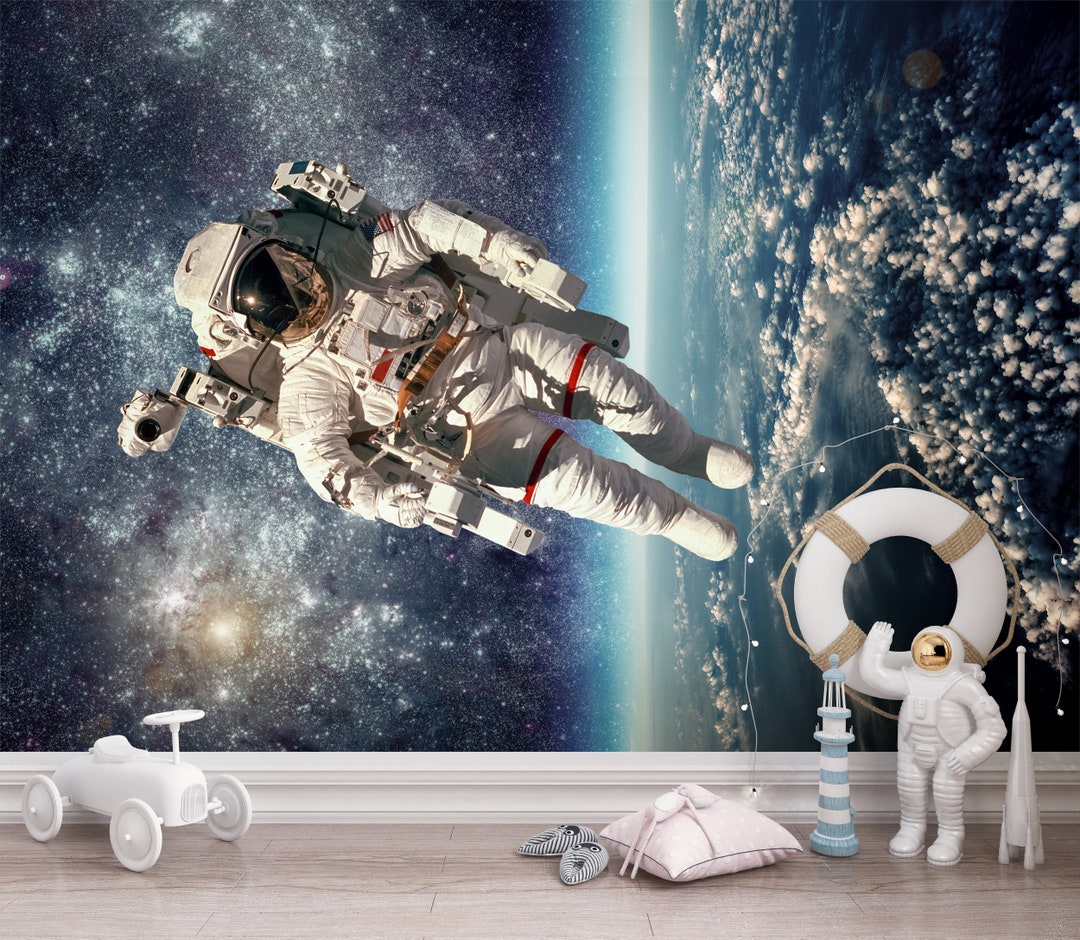 Wall Mural Astronaut Outer Space Wallpaper Peel and Stick Gaming Room ...