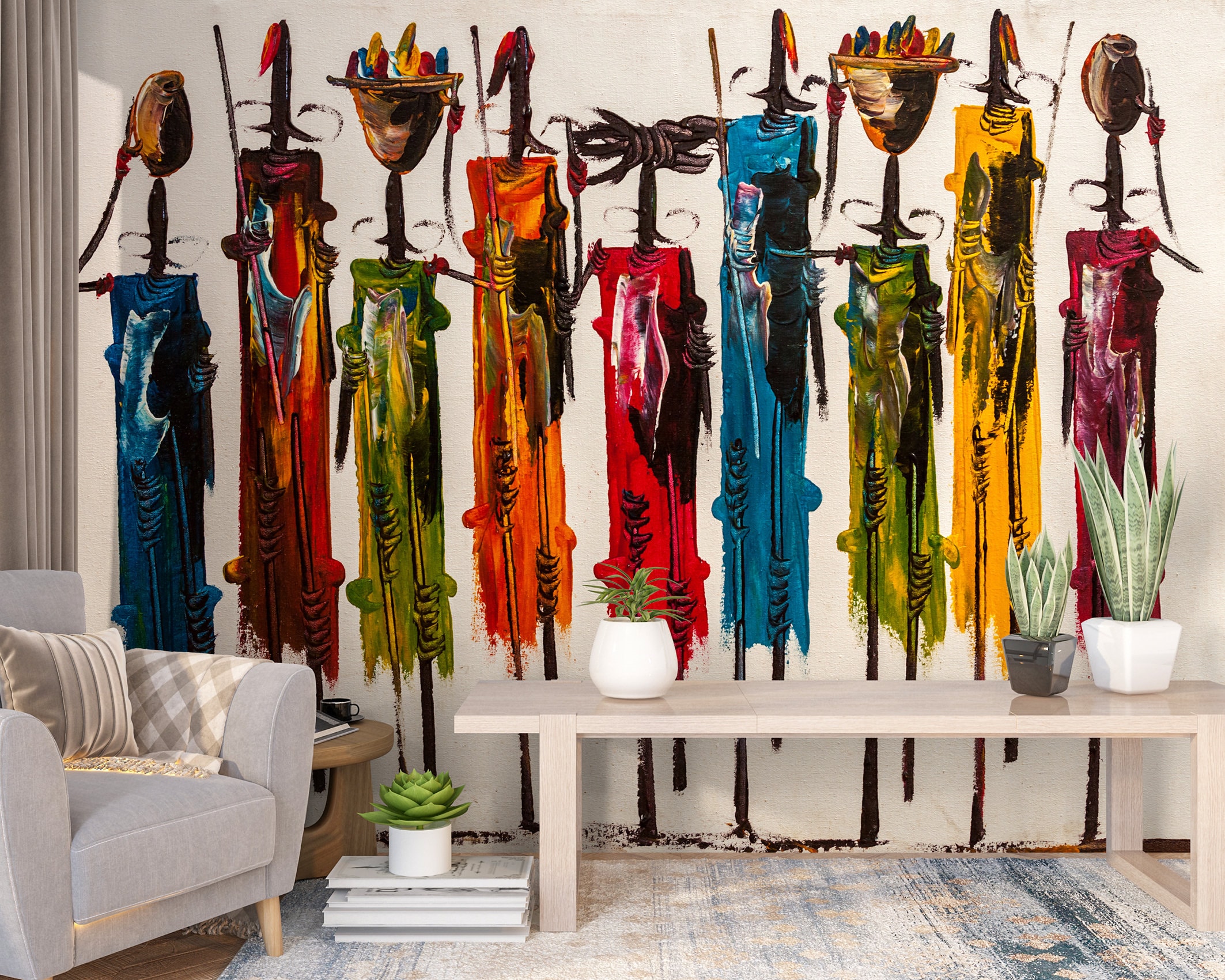 African Tribe Wallpaper Abstract Art Wall Mural Wallpaper Modern