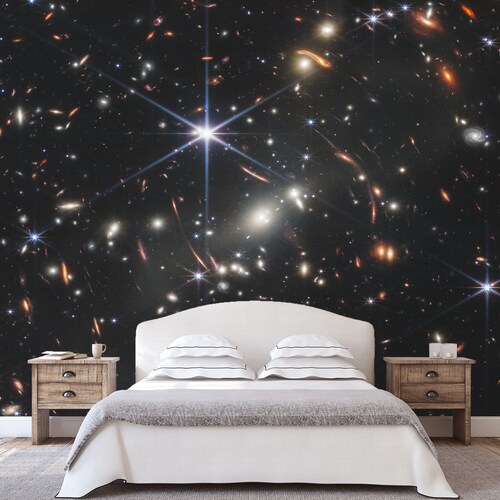 Night Starry Sky Wallpaper Deep Space Photo Wallpaper Peel and Stick Dark Bedroom Wallpaper Many Stars Wallpaper Wall Mural Space Wall Decor