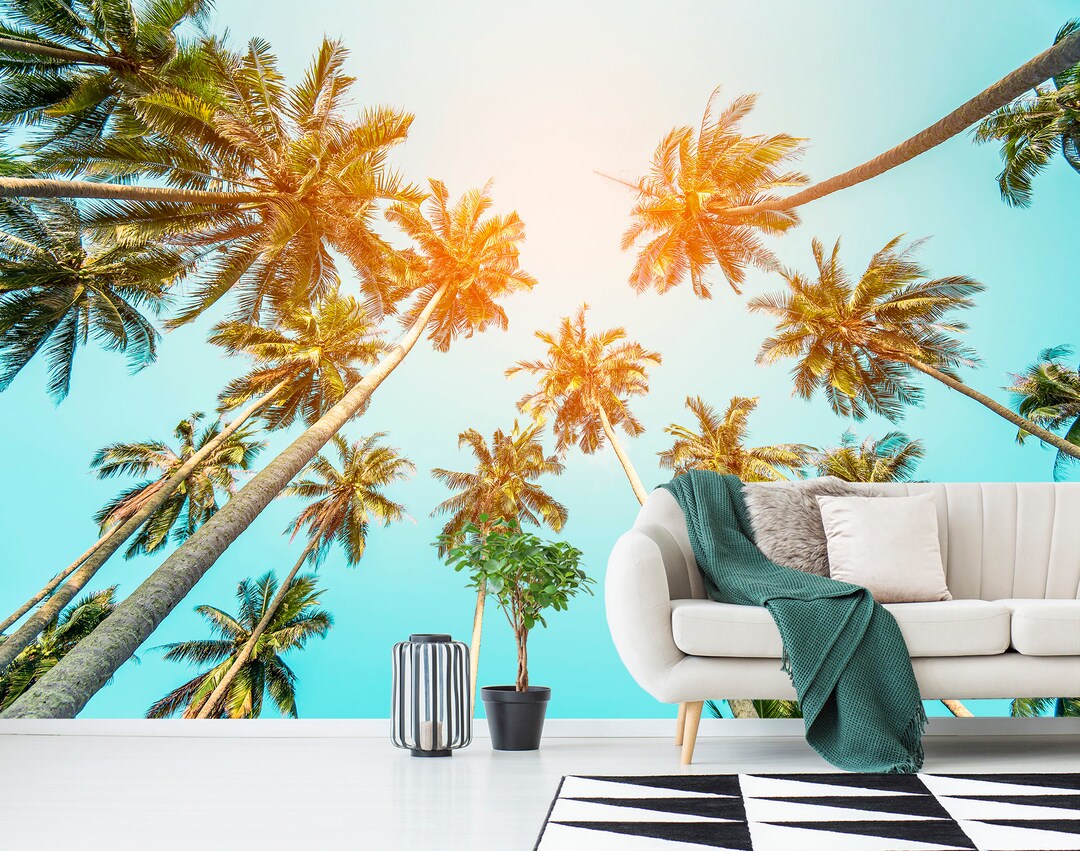 Palm Trees Wallpaper Large Wall Mural Peel and Stick Bedroom - Etsy