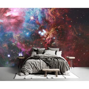 Fantasy Deep Space Nebula Wallpaper Mural Peel and Stick Space Nebula Wall Mural Night Sky Wallpaper Nursery Playroom Space Scenic Murals