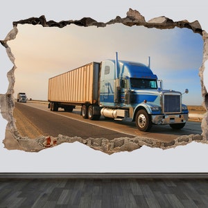 Trailer Truck Large Wall Sticker Semi Truck Decal Gift for Boy Playroom Wall Decor Nursery Print Gift for Truck Drivers Technic Decor