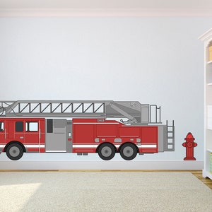 Firetruck decal Playroom wall art Vinyl Poster Nursery wall decor Playroom wall decor Kids room decal Kids wall prints Nursery wall print