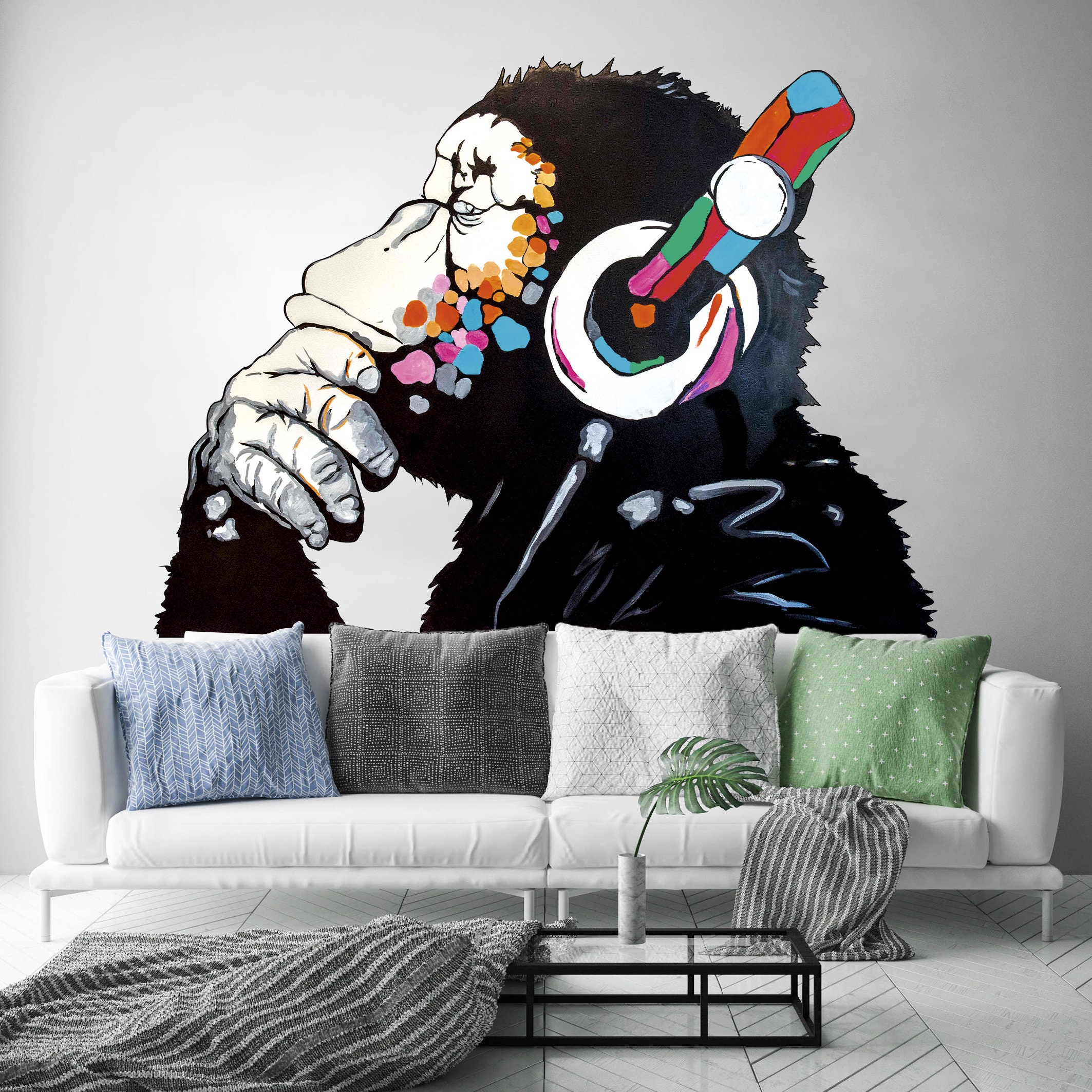 Banksy Vinyl sticker Banksy decal Banksy sticker Banksy Monkey Etsy