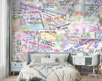 Kleurrijke stedelijke graffitimuurschildering - Inspirerend street art-behang voor creatieve ruimtes en tienerkamers