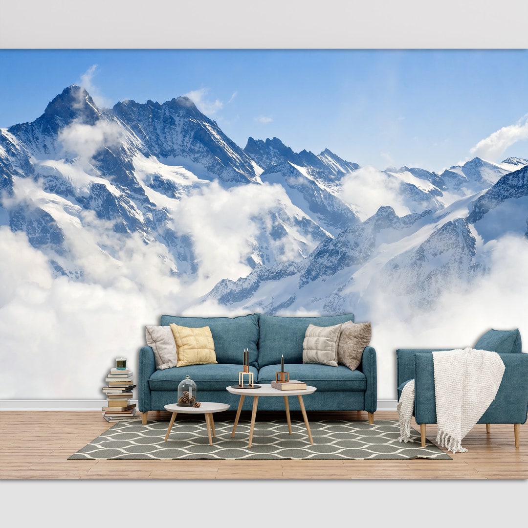 Frost Mountain Peaks Wall Mural Wallpaper Peel and Stick Icy Mountain ...