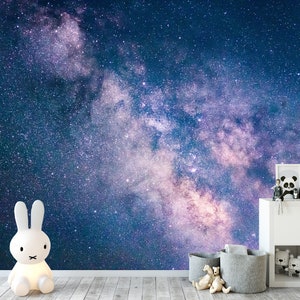 Kids Bedroom Space Wallpaper Wall Mural Peel and Stick Playroom Nursery ...