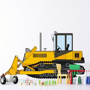 Crawler Bulldozer Wall Sticker Kids Construction Wall Decor Bulldozer Wall Decal Vinyl Cut Out Stickers Boy Room Wall Decor Gift for Kids