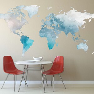 Wall Decal World Map Modern Wall Decor Large Wall Sticker Map of World ...