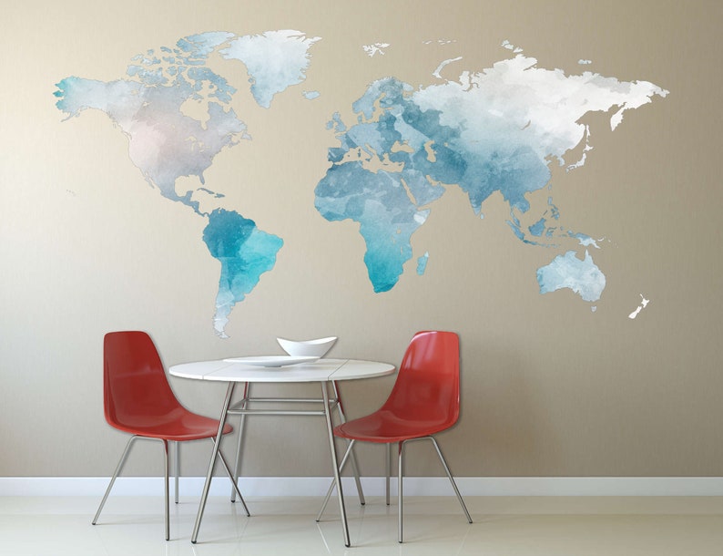 Wall Decal World Map Modern Wall Decor Large World Map Wall - Etsy