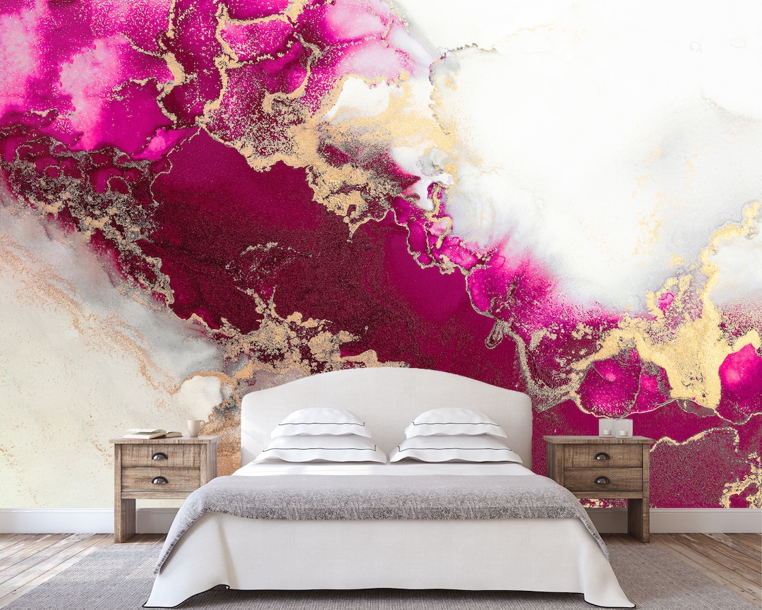Hot Pink Wallpaper Accent Wall Mural Peel and Stick Adhesive or
