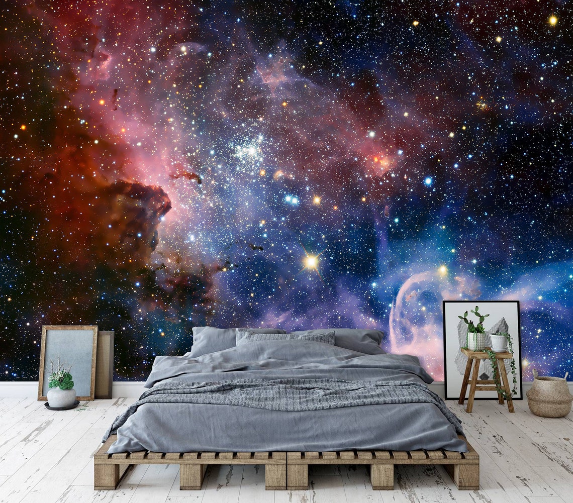 Space Wallpaper Galaxy Wallpaper Peel and Stick Space Wall | Etsy