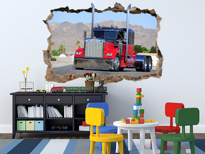 Semi Truck Large Wall Sticker Kids Wall Decal Playroom Wall - Etsy