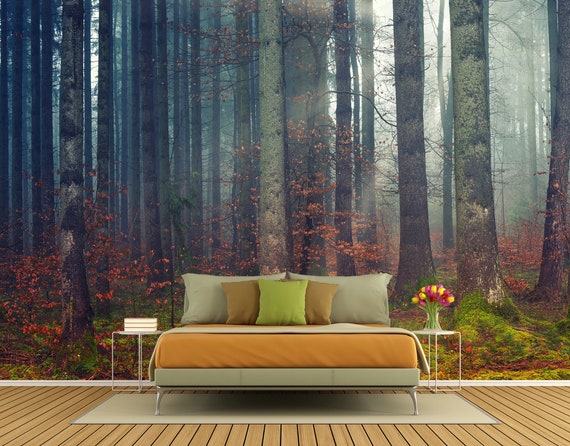 Green Forest Wall Mural Nature Wallpaper for Rooms  lifencolors