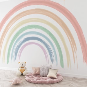 Mural Rainbow Wallpaper Boho Rainbow Wall Art Nursery Bedroom Wall Mural Kids Wallpaper Peel and Stick Little Boy Girl Room Decor Watercolor