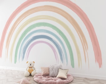Mural Rainbow Wallpaper Boho Rainbow Wall Art Nursery Bedroom Wall Mural Kids Wallpaper Peel and Stick Little Boy Girl Room Decor Watercolor