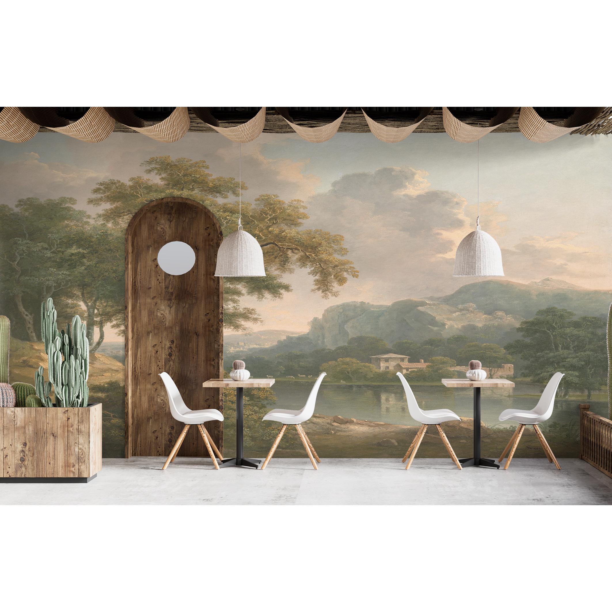 Vintage Landscape Painting Wallpaper Mural - Peel and Stick Scenic ...