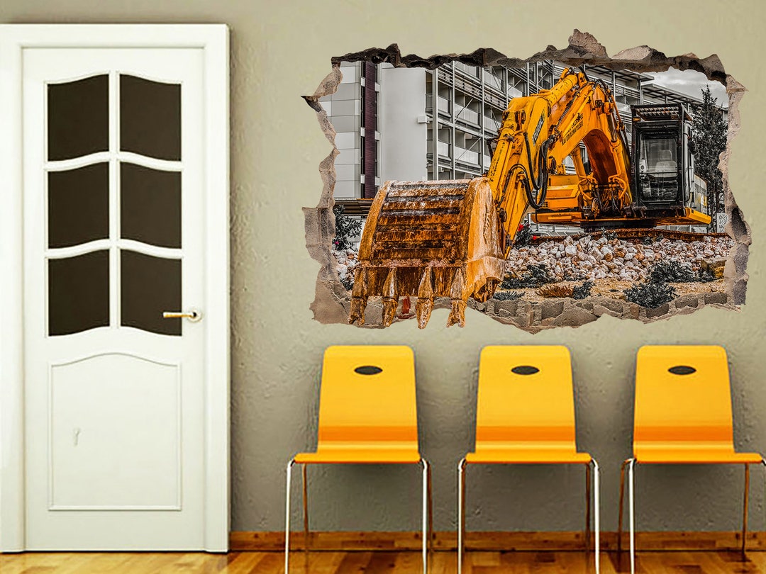 Excavator Wall Sticker Construction Wall Decal Vinyl Sticker Large