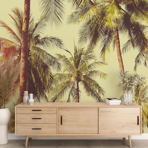 Papier peint palmier palmiers papier peint coucher de soleil tropical papier peint rétro vintage papier peint palmier photo décoration murale impression