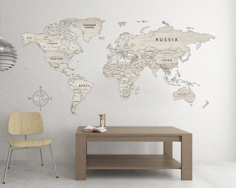 World Map Decal Wall Print Large Wall Art Decal Art Vinyl Etsy UK