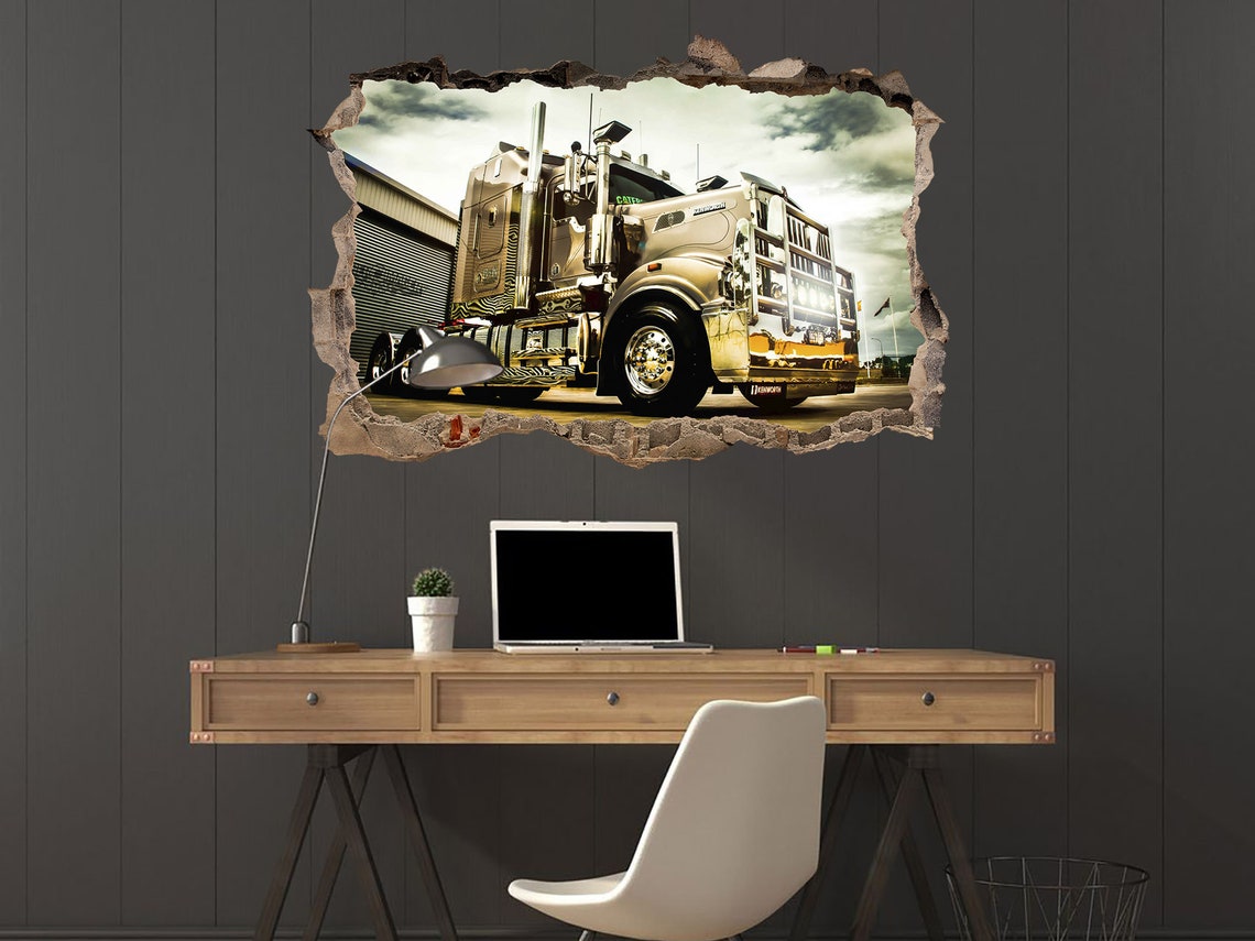 Semi Truck Wall Decal Truck Wall Sticker Boy Room Wall Decor Etsy