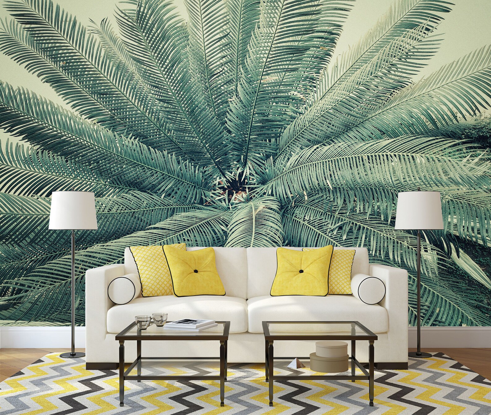 Palm Leaf Tropical Forest Peel and Stick Vinyl Wallpaper Etsy