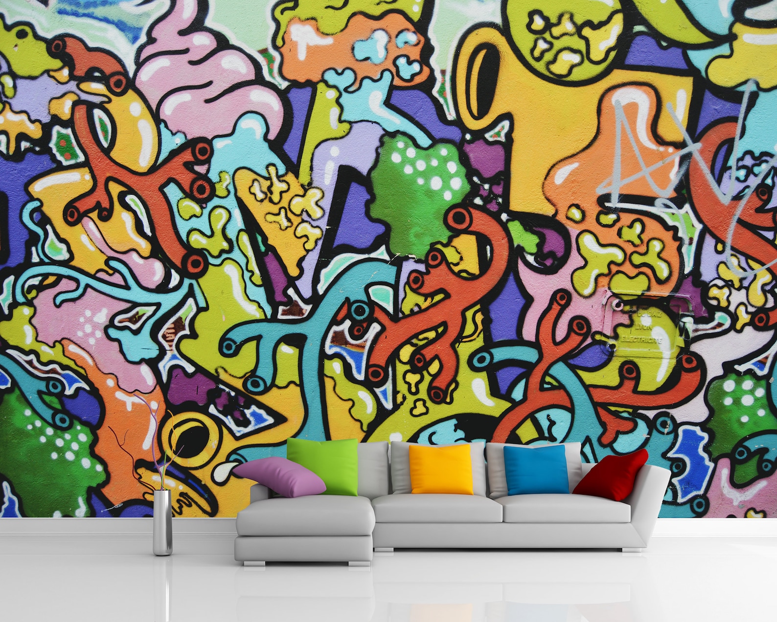 Graffiti Wallpaper Street Art Wall Mural Peel and Stick Etsy